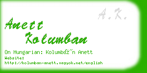 anett kolumban business card